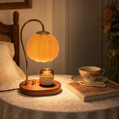 Pumpkin Glass Candle Warmer Lamp - Decorative Table Lamp for Home