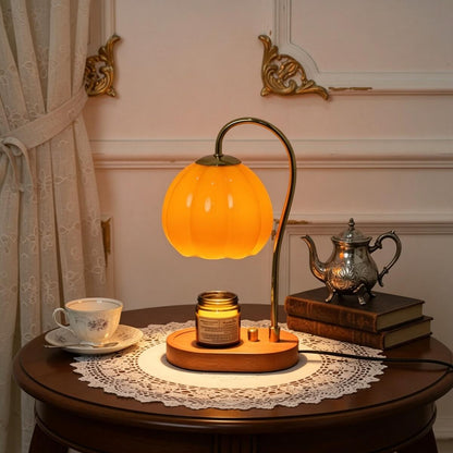 Pumpkin Glass Candle Warmer Lamp - Decorative Table Lamp for Home