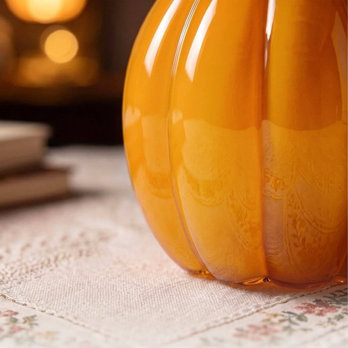 Pumpkin Glass Candle Warmer Lamp - Decorative Table Lamp for Home