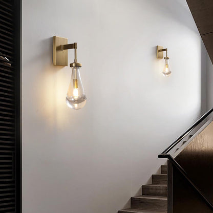 Raindrop Crystal Vintage Brass Wall Lamp