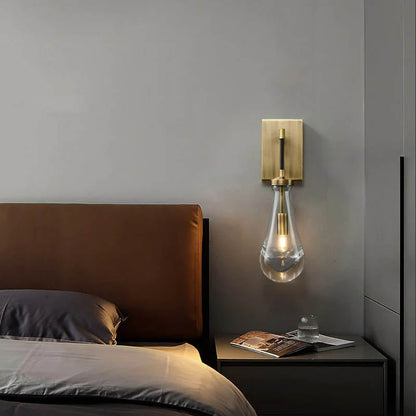 Raindrop Crystal Vintage Brass Wall Light