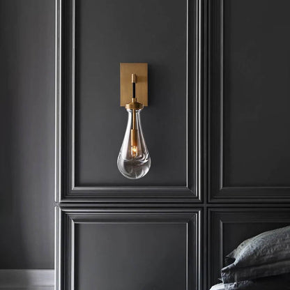 Raindrop Crystal Vintage Brass Wall Light