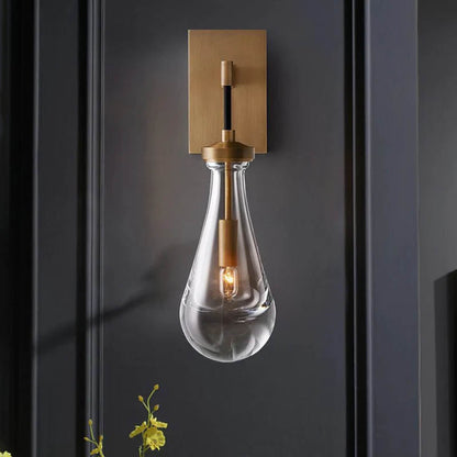 Raindrop Crystal Vintage Brass Wall Lamp