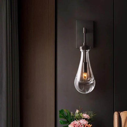 Raindrop Crystal Vintage Brass Wall Light