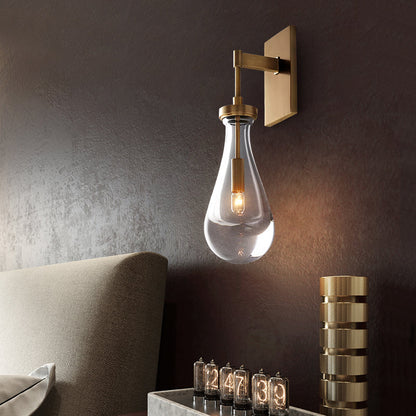 Raindrop Crystal Vintage Brass Wall Lamp