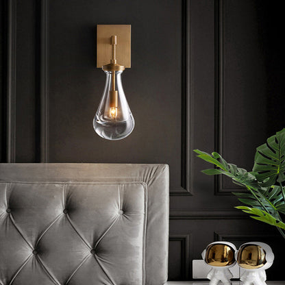 Raindrop Crystal Vintage Brass Wall Lamp