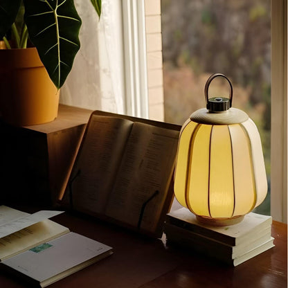Rechargeable Japanese Lantern Wooden Table Lamp