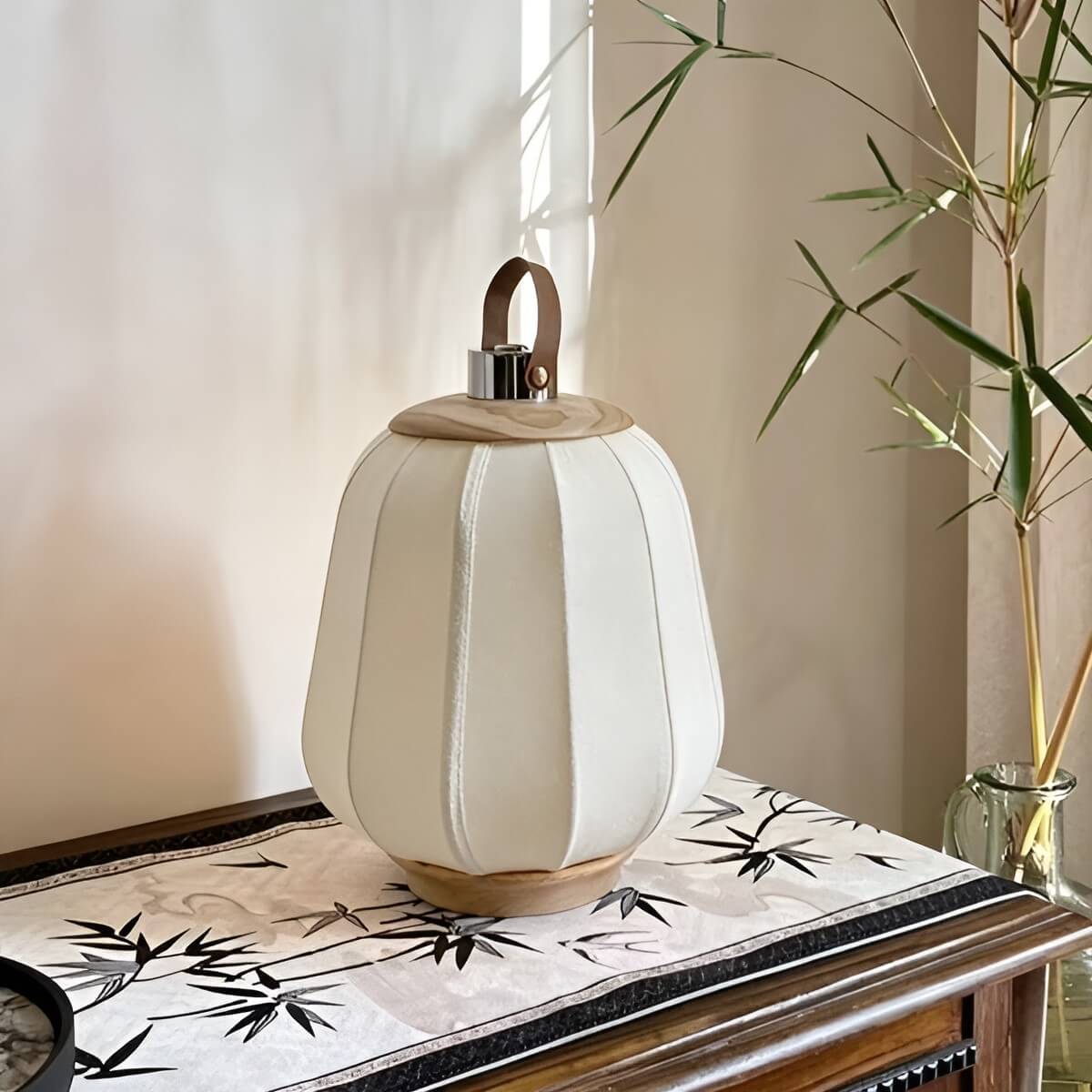 Rechargeable Japanese Lantern Wooden Table Lamp