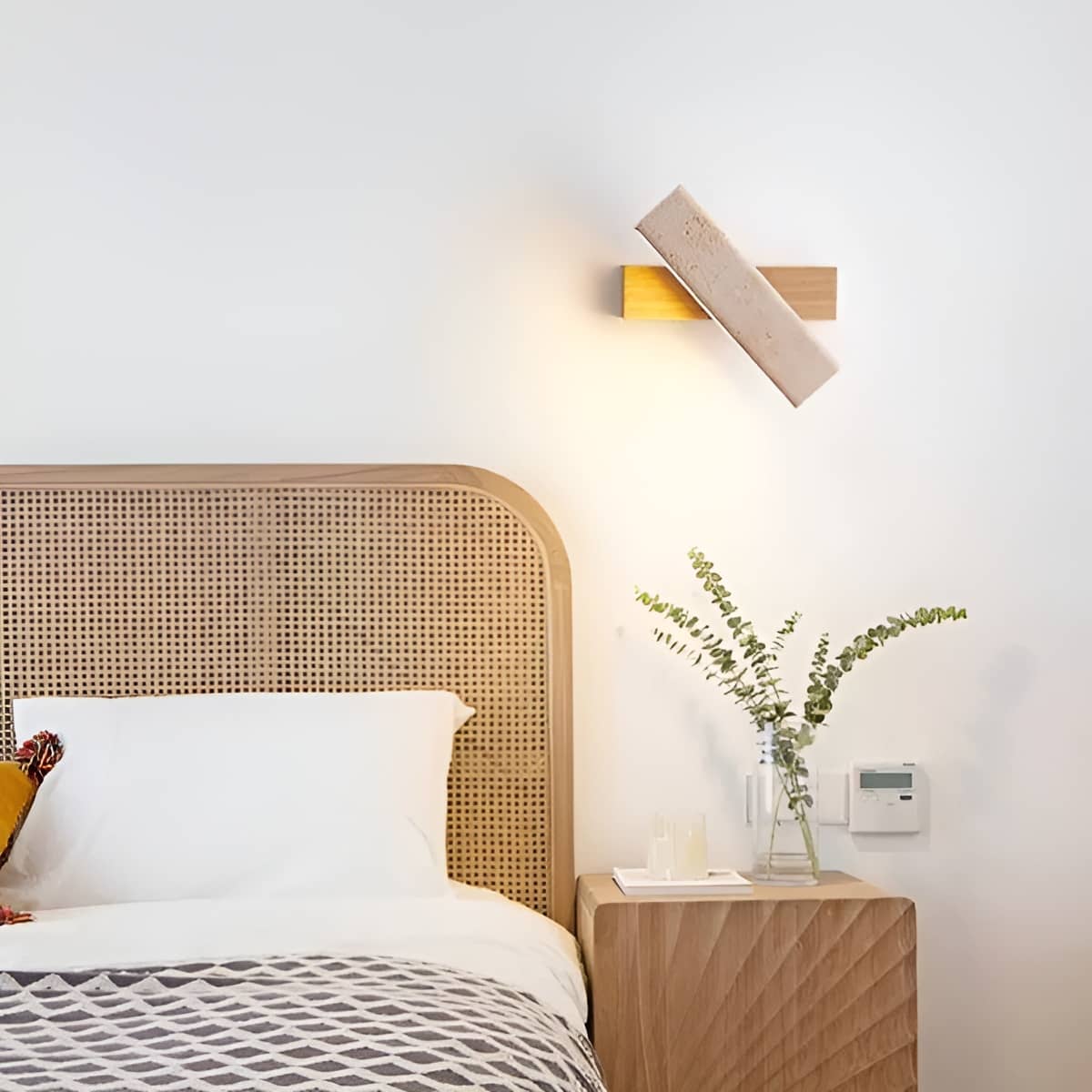 Rectangular Travertine Rustic Wall Light for Bedroom