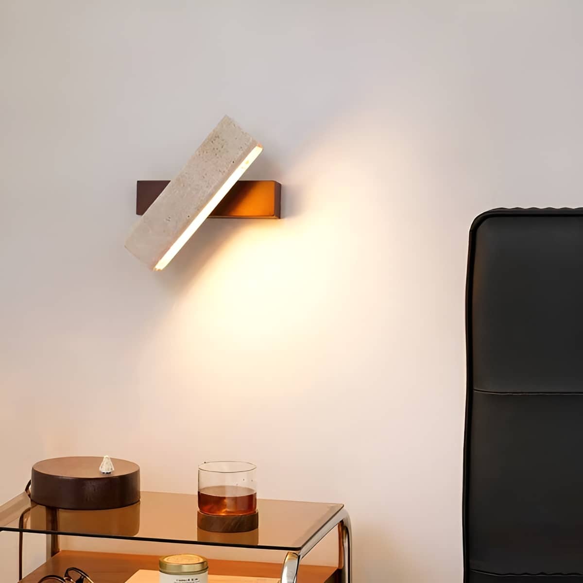 Rectangular Travertine Rustic Wall Light for Bedroom