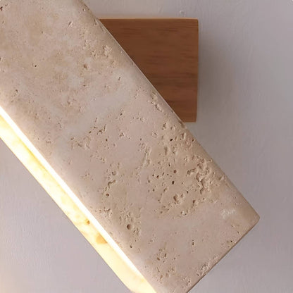 Rectangular Travertine Rustic Wall Light for Bedroom