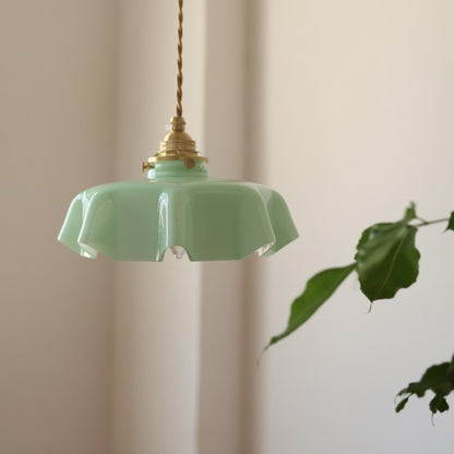 Retro Cream Flower Glass Pendant Lamp