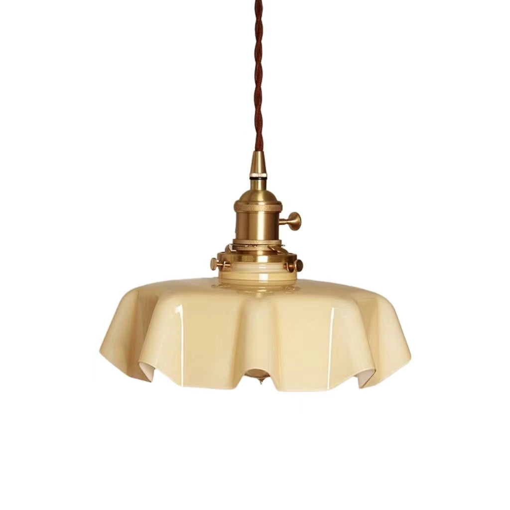 Retro Cream Flower Glass Pendant Lamp