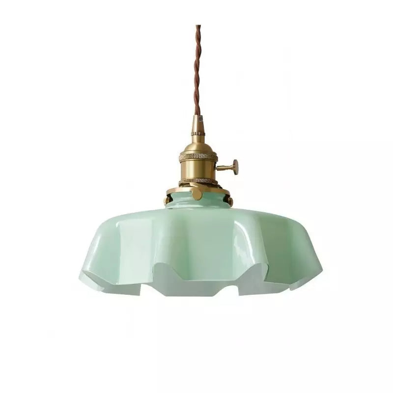 Retro Cream Flower Glass Pendant Light