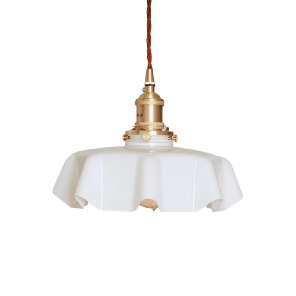 Retro Cream Flower Glass Pendant Light