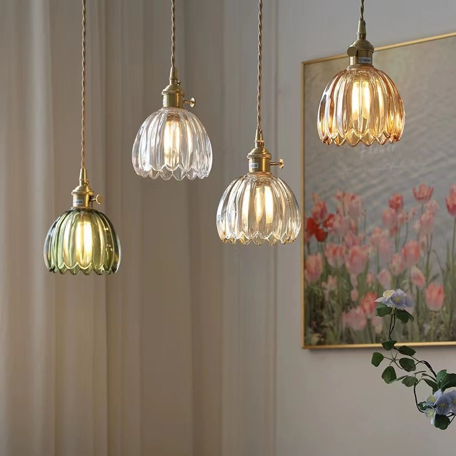 Vintage Flower Glass Pendant Lamp