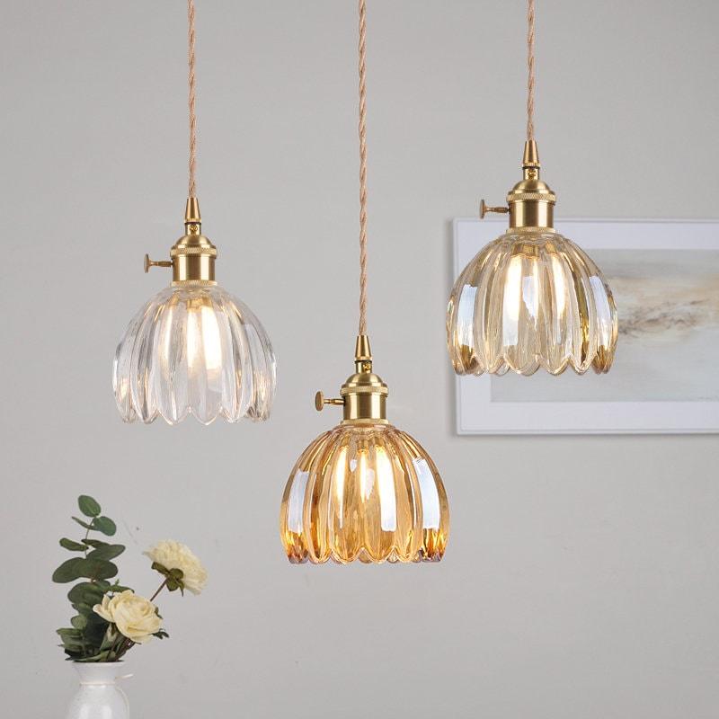 Vintage Flower Glass Pendant Lamp