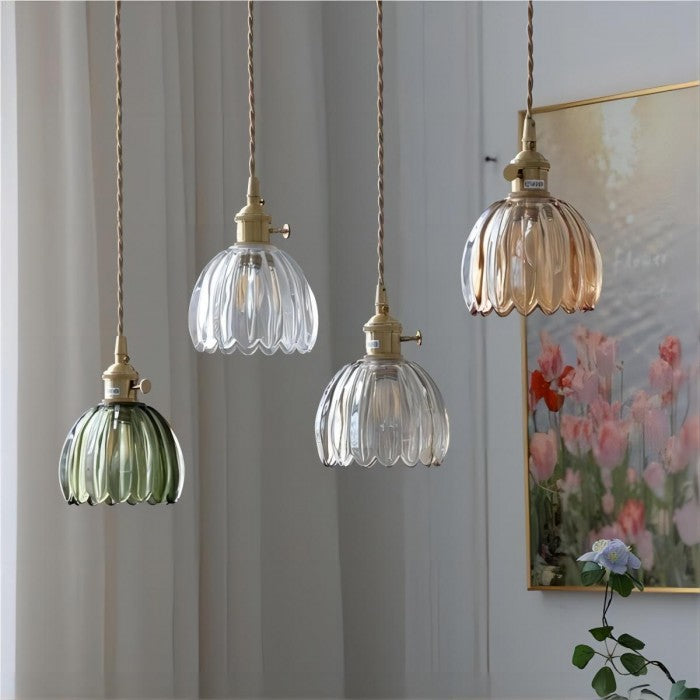 Vintage Flower Glass Pendant Lamp