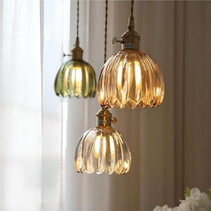 Vintage Flower Glass Pendant Lamp