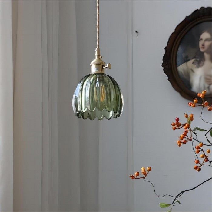 Vintage Flower Glass Pendant Lamp