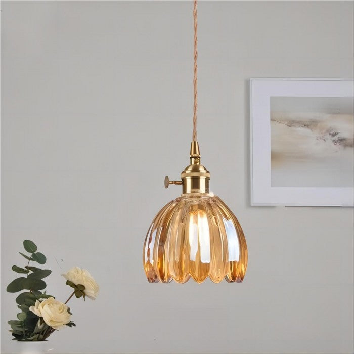 Vintage Flower Glass Pendant Lamp