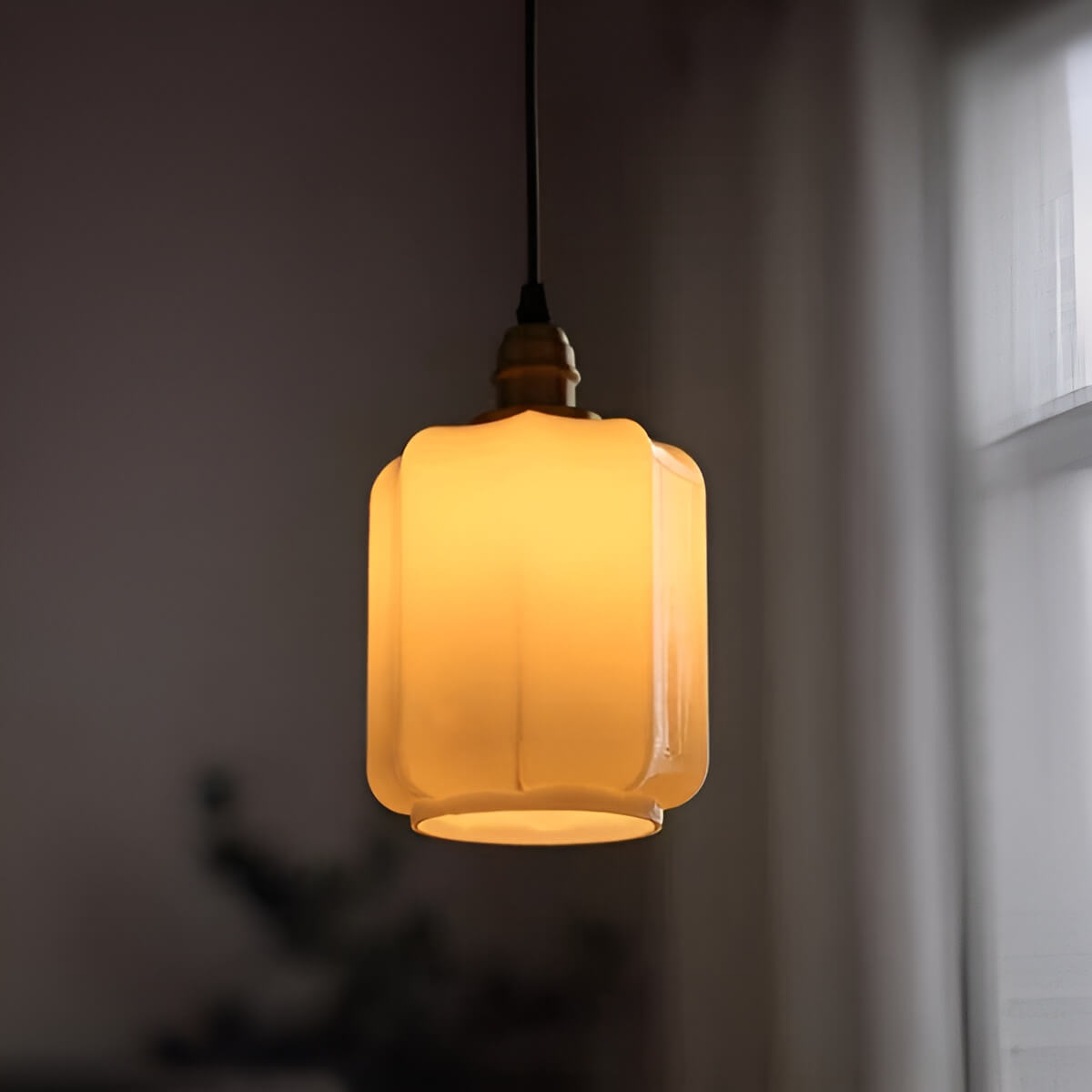 Mini Retro Moderne Pendelleuchte Messing und Glas Geriffelt