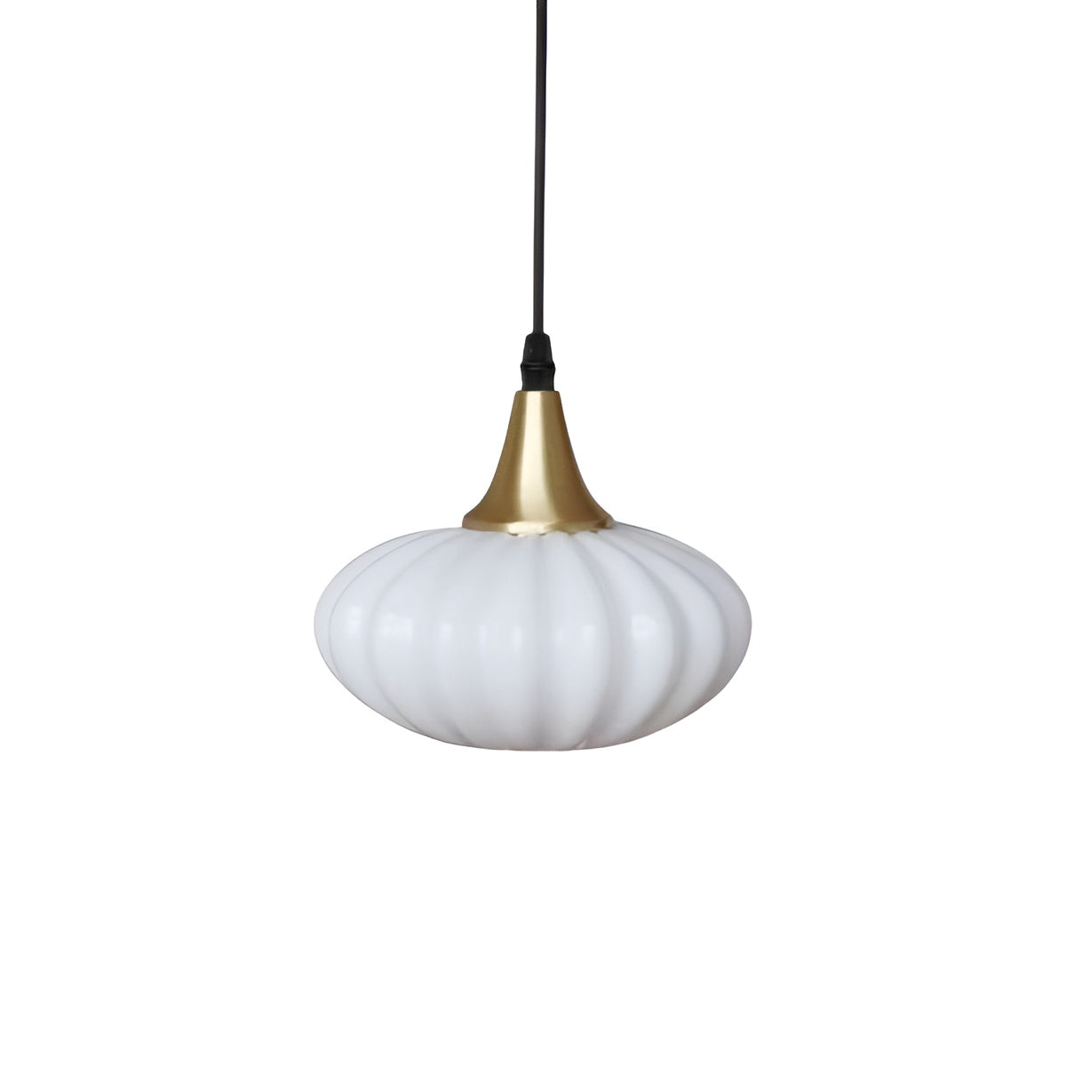Mini Retro Moderne Pendelleuchte Messing und Glas Geriffelt