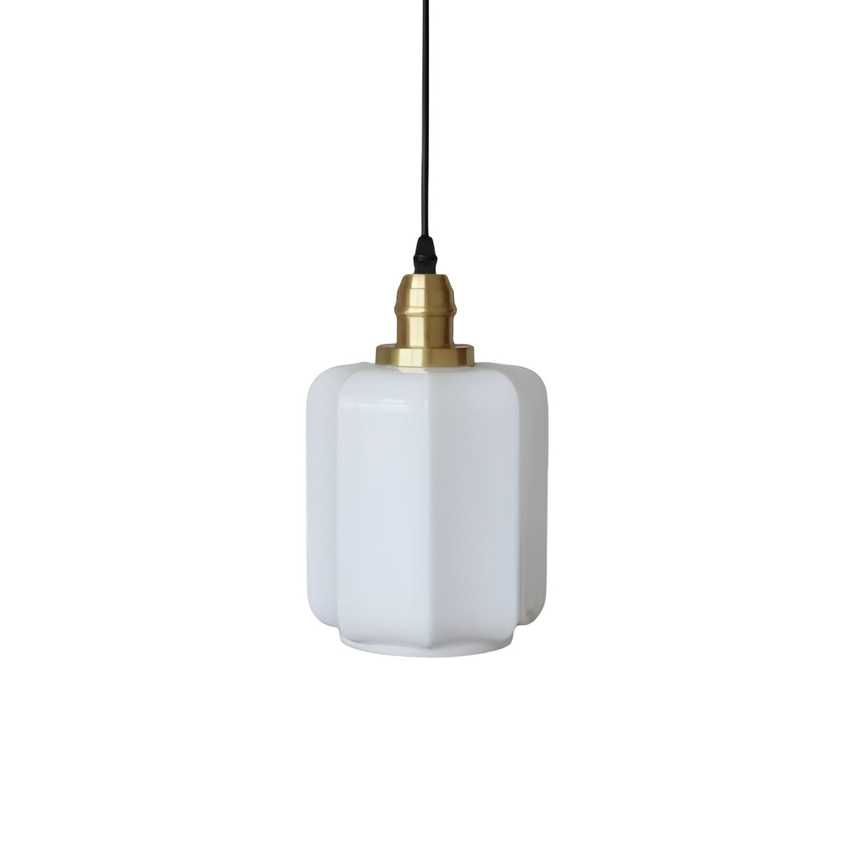 Mini Retro Moderne Pendelleuchte Messing und Glas Geriffelt