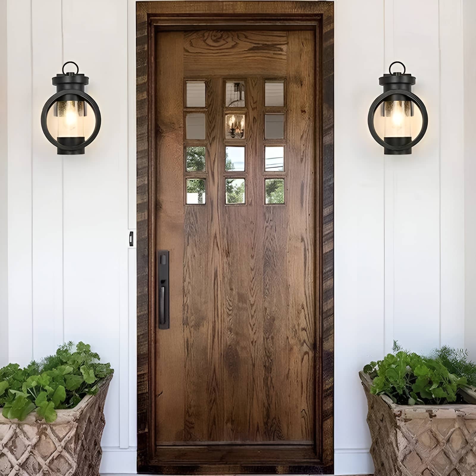 Retro Ring Frame Black Outdoor Wall Light 