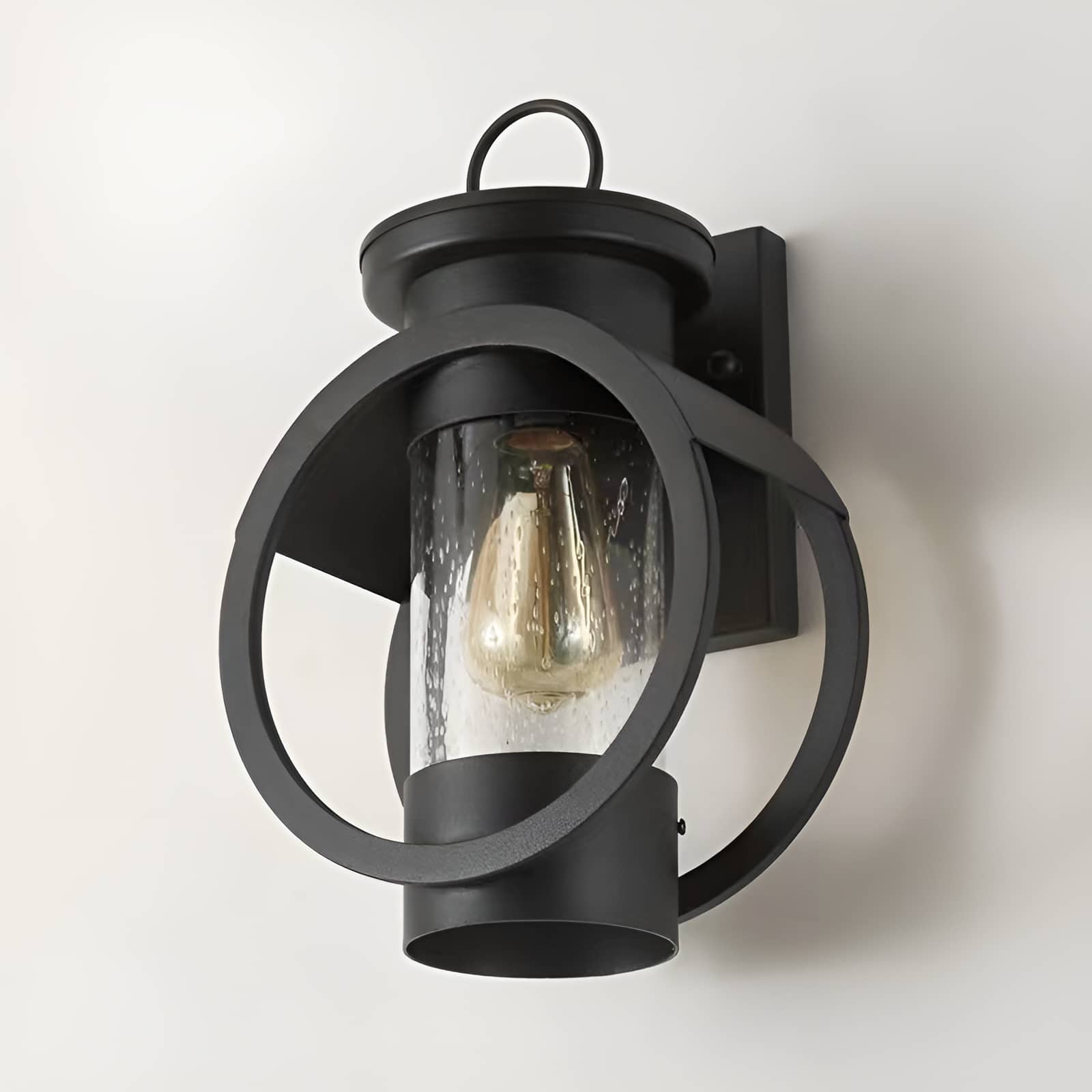 Retro Ring Frame Black Outdoor Wall Light 