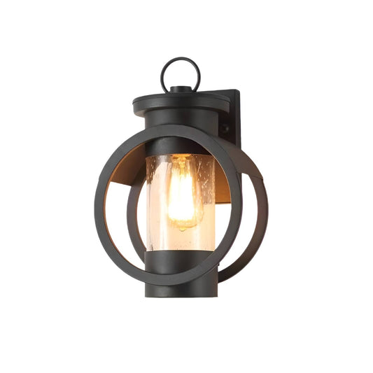Retro Ring Frame Black Outdoor Wall Light 
