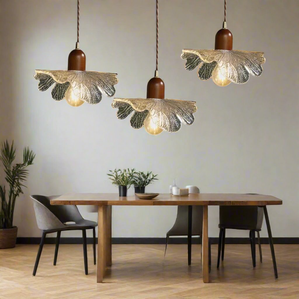 Retro Style Petal Clear Glass Pendant Light