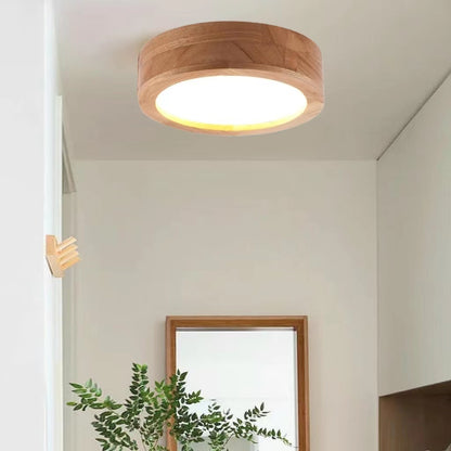 Retro Wooden Flush Mount Ceiling Lamp