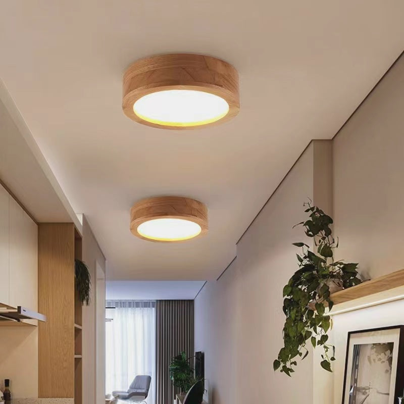 Retro Wooden Flush Mount Ceiling Lamp