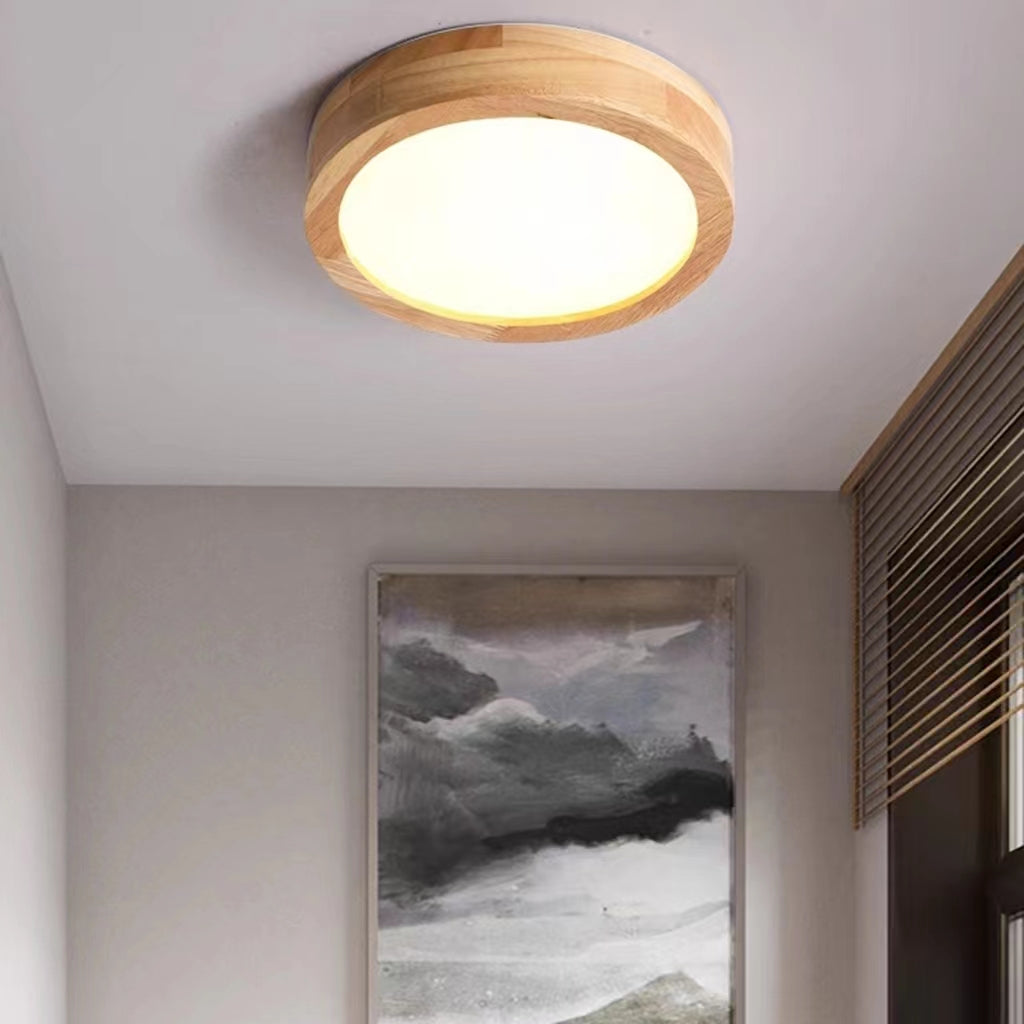 Retro Wooden Flush Mount Ceiling Lamp