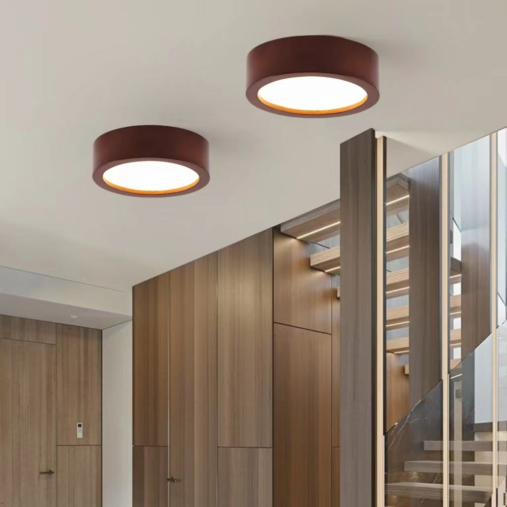 Retro Wooden Flush Mount Ceiling Lamp