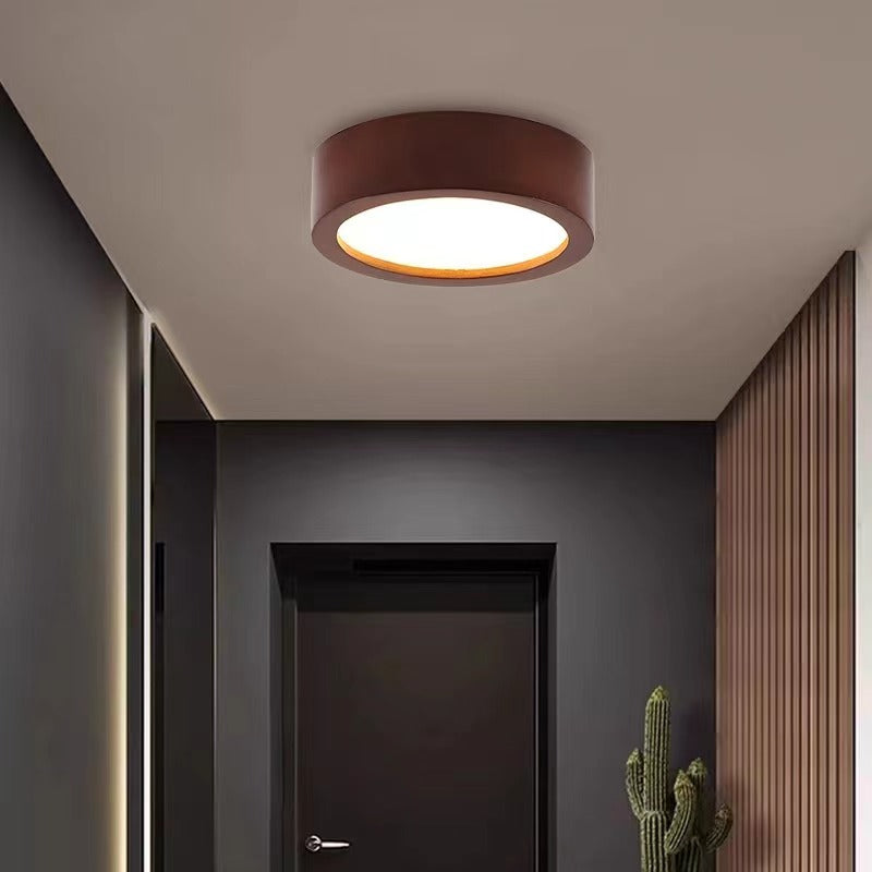 Retro Wooden Flush Mount Ceiling Lamp