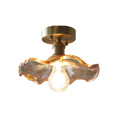 Retro Lotus Flower Glass Ceiling Lamp