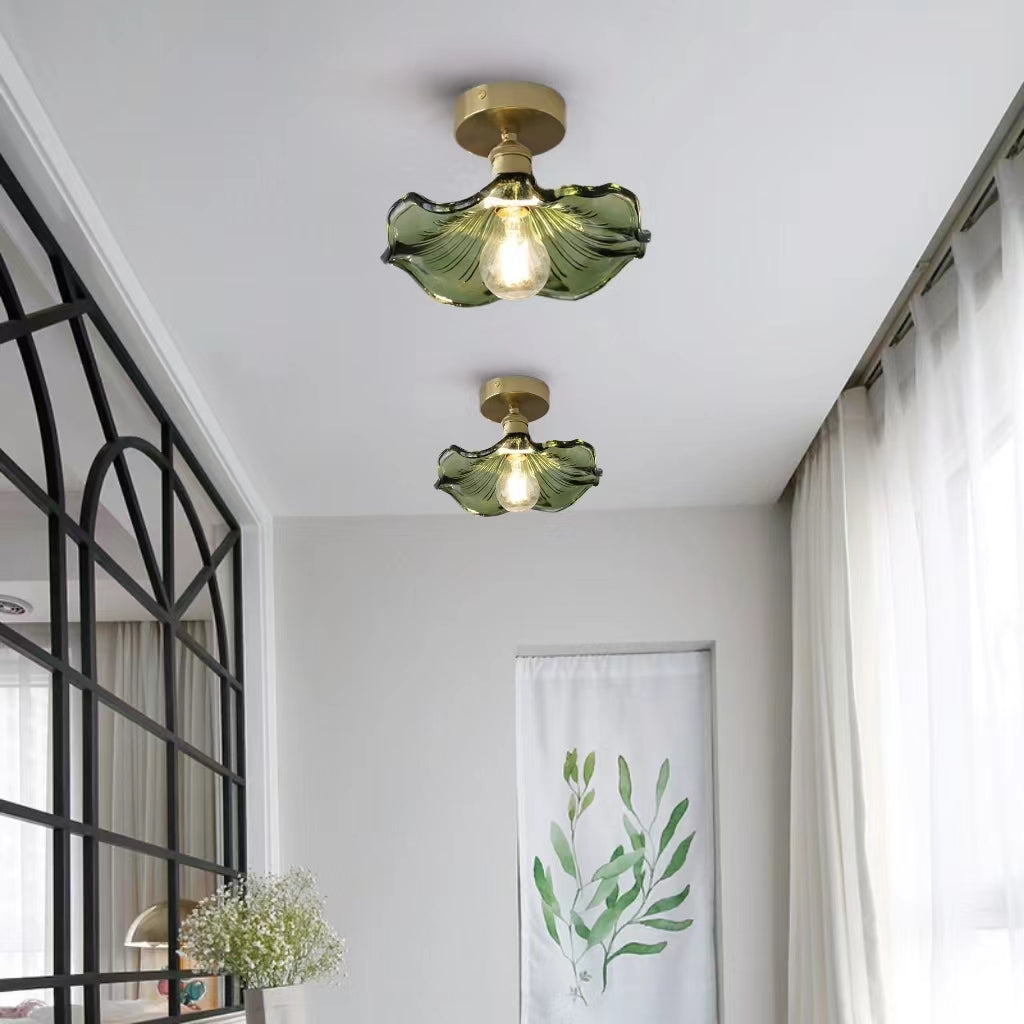 Retro Lotus Flower Glass Ceiling Light