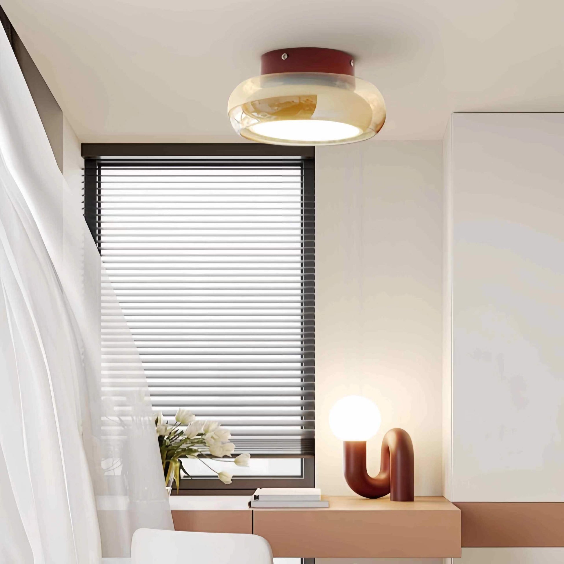 Retro Bauhaus Amber Ceiling Light