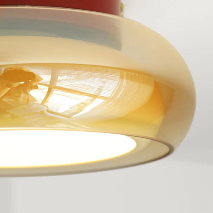 Retro Bauhaus Amber Glass Ceiling Light