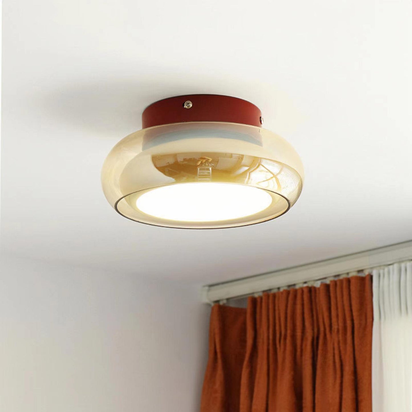 Retro Bauhaus Amber Glass Ceiling Light