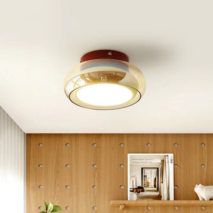 Retro Bauhaus Amber Ceiling Light