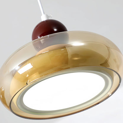 Retro Bauhaus Amber Glass Pendant Light