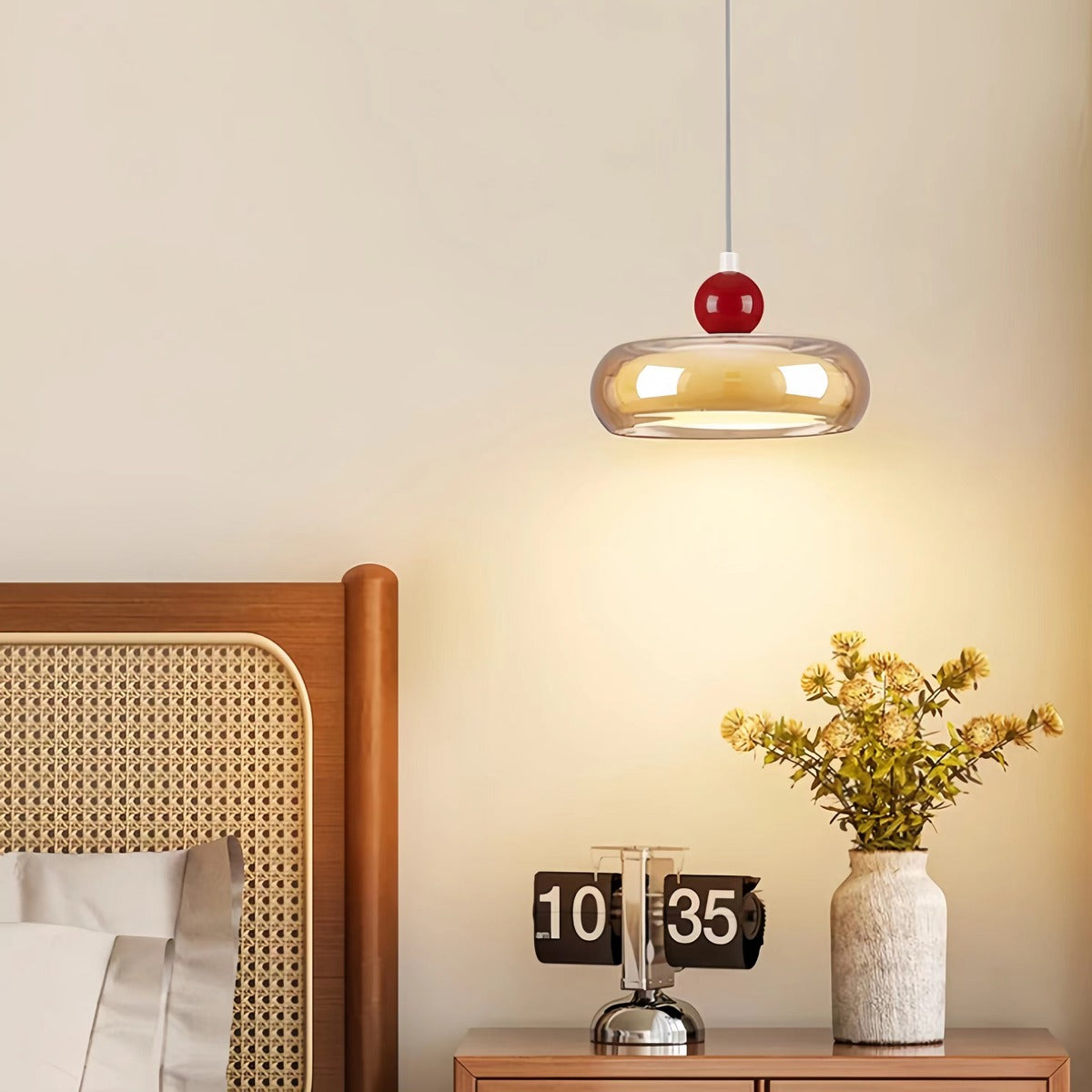 Retro Bauhaus Amber Glass Pendant Light