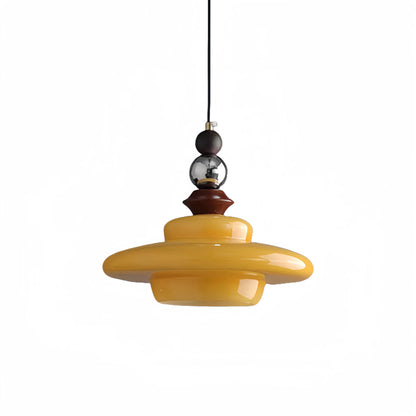 Retro Bauhaus UFO Glass Yellow Pendant Light