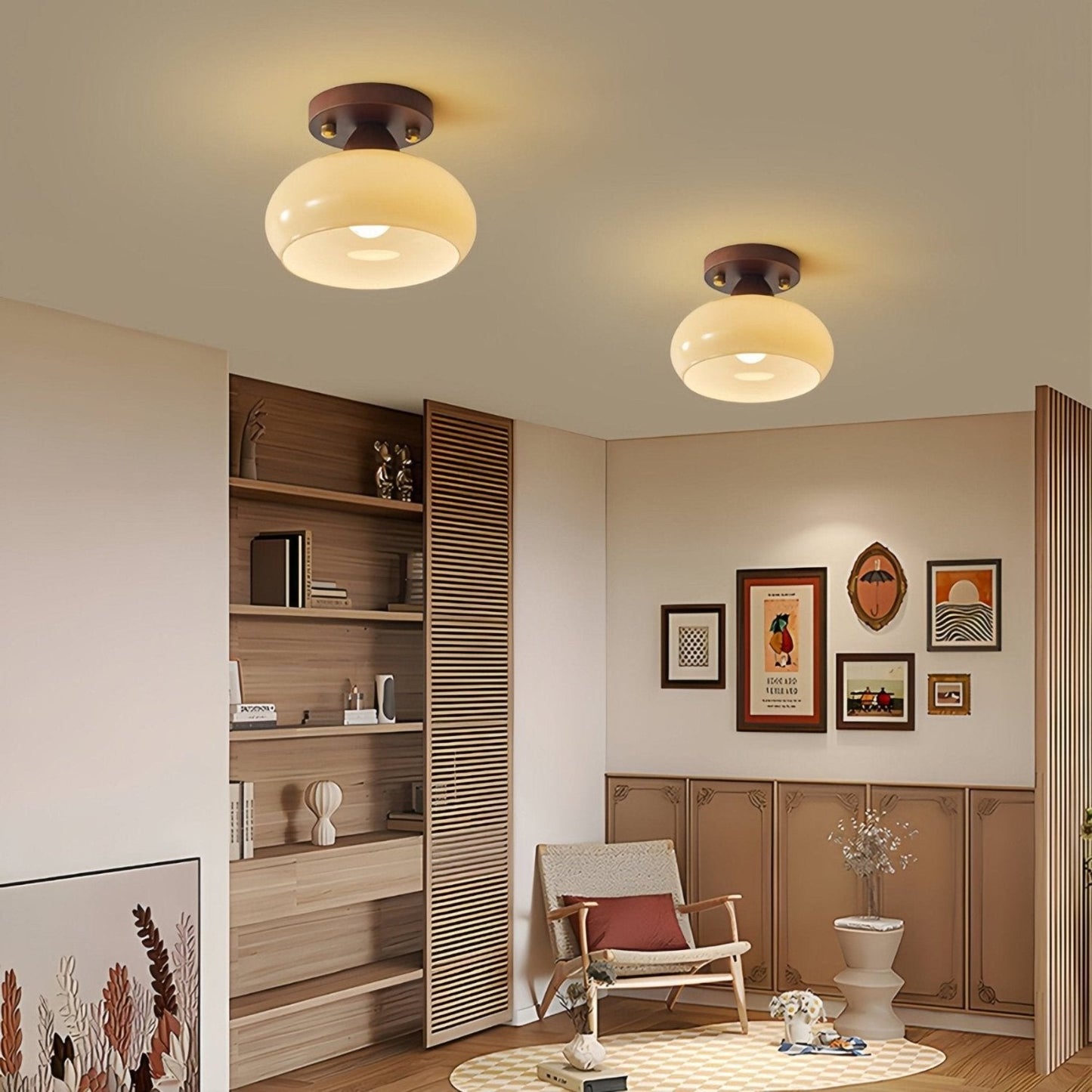 Retro Bauhaus Wooden Ceiling Light