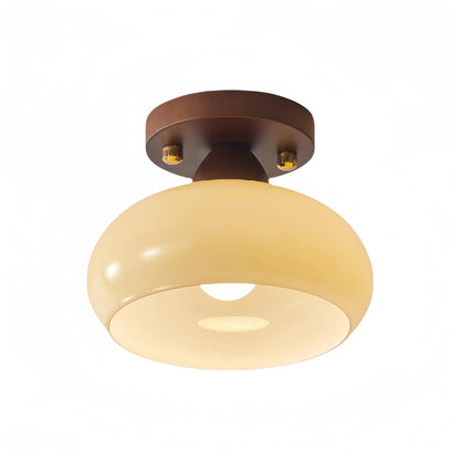 Retro Bauhaus Wooden Glass Ceiling Light