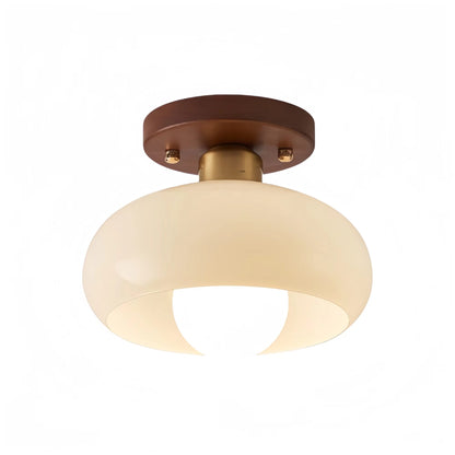 Retro Bauhaus Wooden Glass Ceiling Light