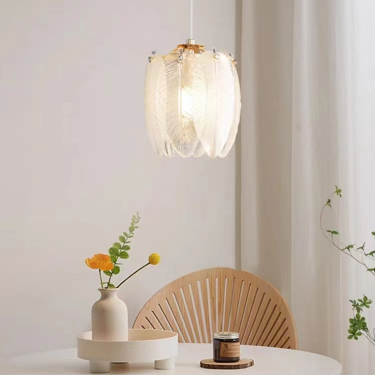 Retro Creative Feather Glass Pendant Lamp